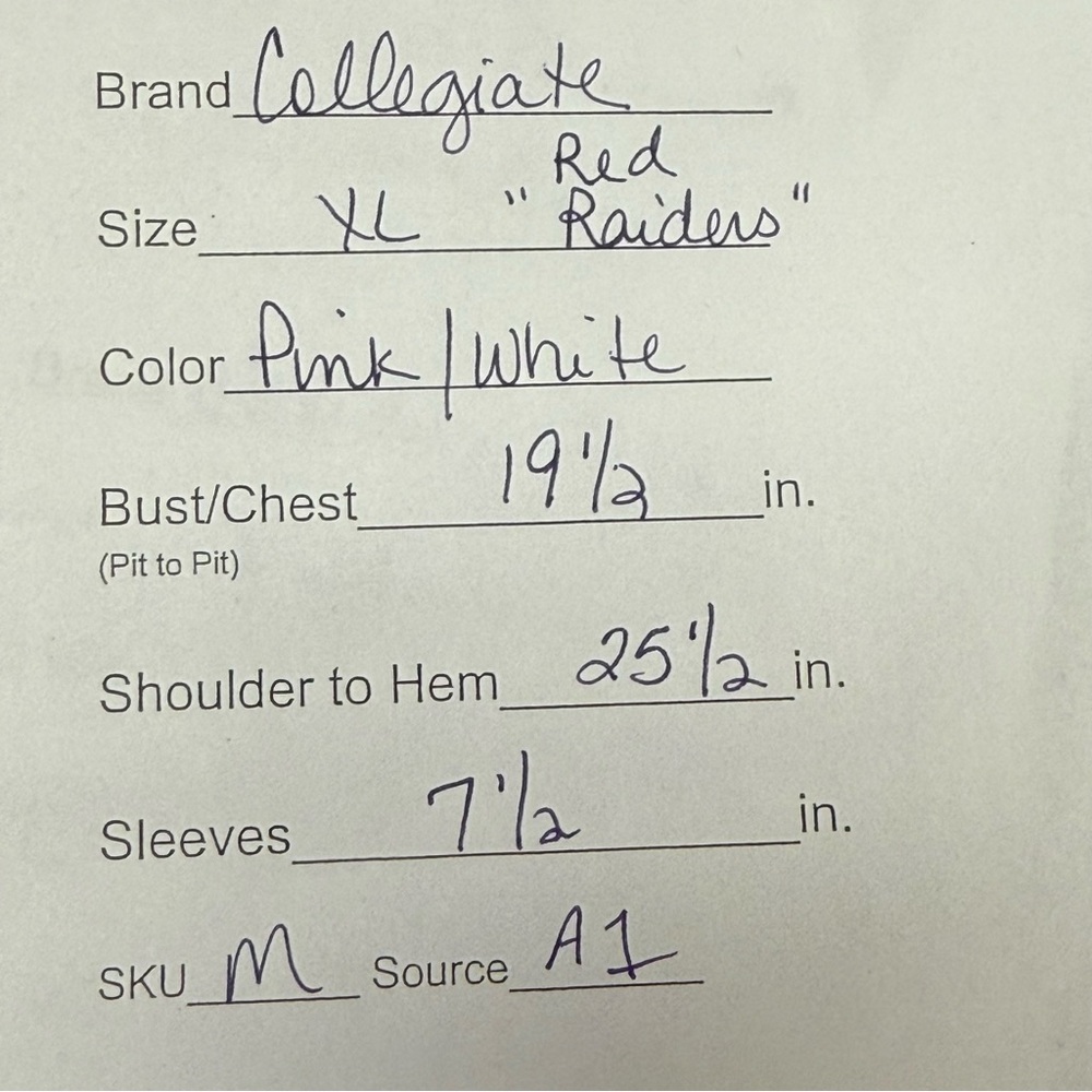 Pink Red Raiders Mesh Football Jersey XL • V-Neck Game Day Collegiate Top - Picture 8 of 8